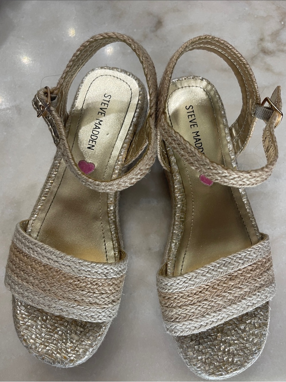 Steve Madden Metallic Gold Braided Espadrille Slingback Sandals